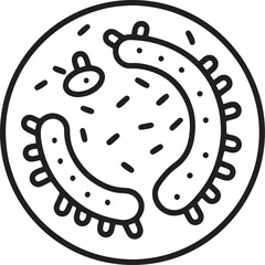 probiotics bacteria line art, black outline, vector and illustration, coloring book page line art drawing