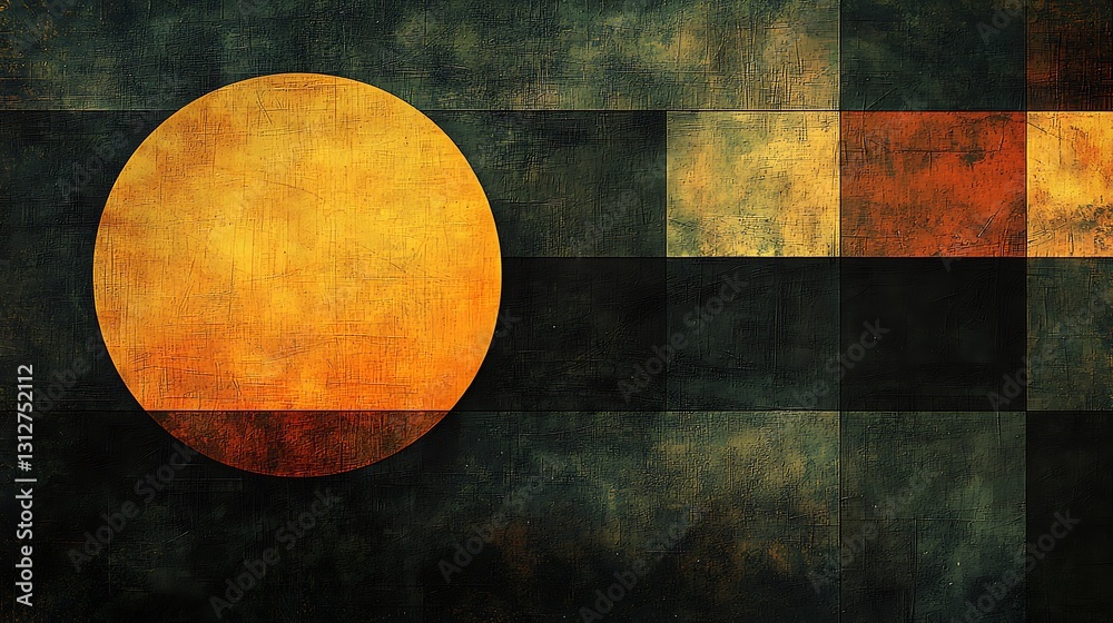 Poster abstract golden circle dark square background texture design