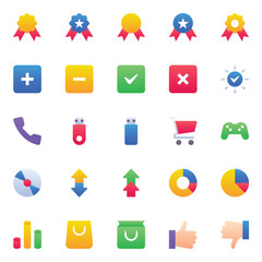 Material icons set for Gradient color.