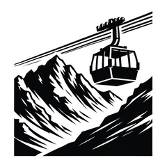 Naklejka premium Mountain Cable Car Ascending