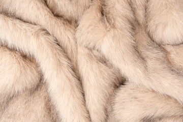 Texture of faux fur as a background, top view.