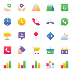 Material icons set for Gradient color.