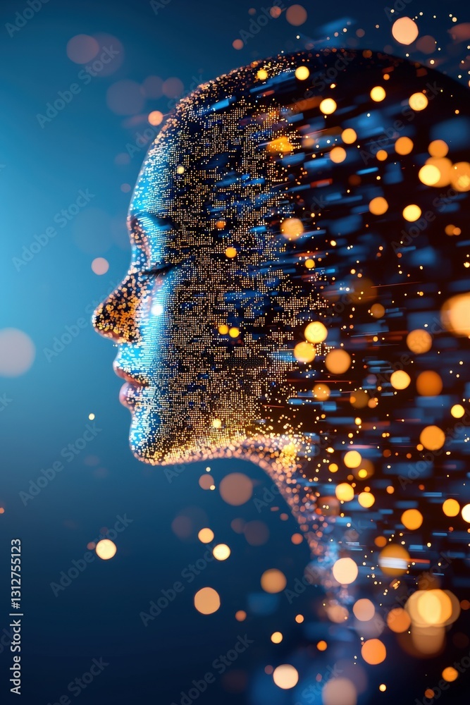 Poster an abstract representation of ai creating art in real-time.