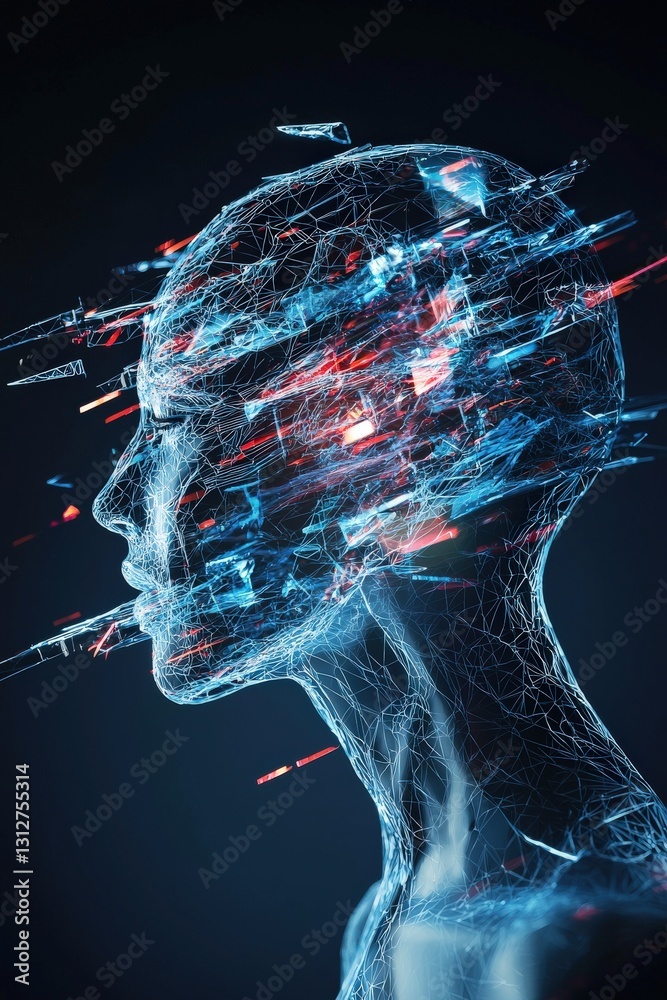 Poster an abstract representation of ai creating art in real-time.