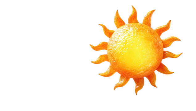 a stylized sun illustration with a bright yellow center and orange rays set against a plain white background it conveys warmth and positivity suitable for various design purposes