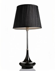 Fototapeta premium Stylish black table lamp with textured shade for modern home decor