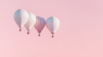 Obraz premium Pink Sky Pastel Hot Air Balloons Flight Travel