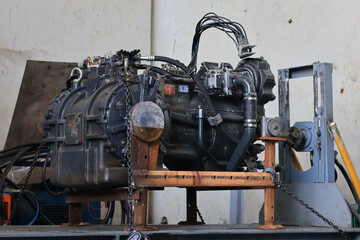 Fototapeta premium Installation Preparation for test bench Transmission Komatsu D 155 at Transindo workshop Balikpapan.