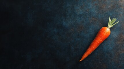 Fresh carrot placed on a dark textured surface showcasing food preparation