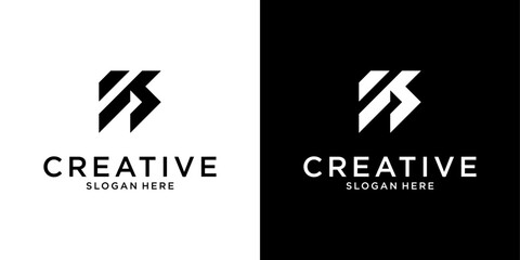 KR or RK initial letter logo design vector