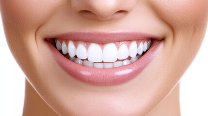 Obraz premium Close up revealing gleaming white teeth and healthy pink gums, representing optimal dental hygiene and personal wellness through professional oral care practices