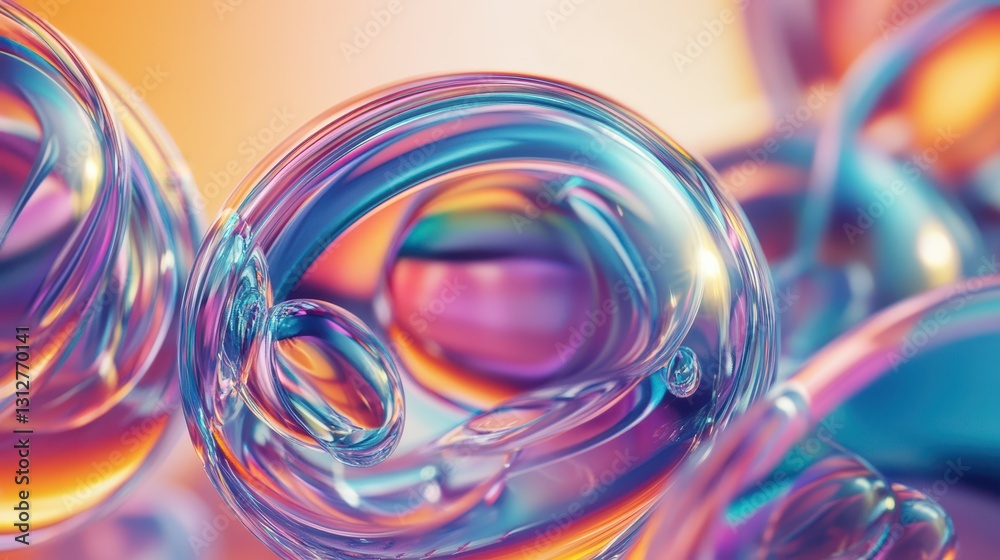 Poster a captivating 3d animation featuring rotating glass shapes against a light background, rendered in h