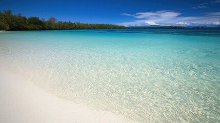 Serene Tropical Beach Paradise: Crystal Clear Water and Pristine White Sand