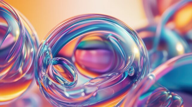 A captivating 3D animation featuring rotating glass shapes against a light background, rendered in high-definition 4K.