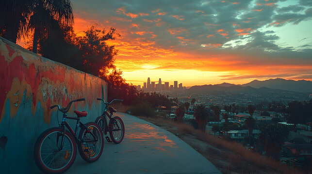 Sunset Bikes LA Skyline Viewpoint