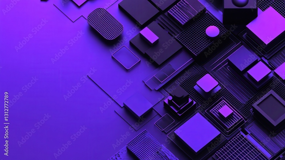 Poster a contemporary abstract 3d render featuring a purple background design with a modern illustration.