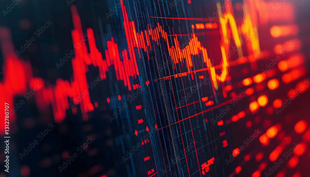 Wall mural a graph showing a volatile stock market with sharp peaks and valleys -
