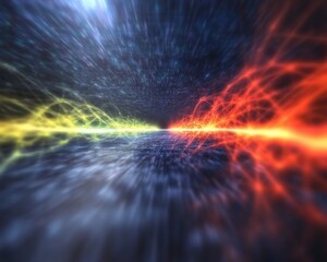 Fototapeta premium Abstract Energy Clash Red Blue Yellow Dynamic Powerful