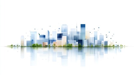 Modern Cityscape Reflection: A Panoramic View of Urban Architecture