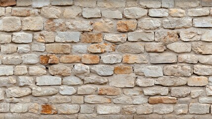 Fototapeta premium Brick wall with a brown and white color. The wall is made of bricks and has a rough texture