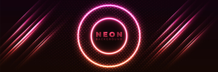 Pink neon circle background with glowing lines