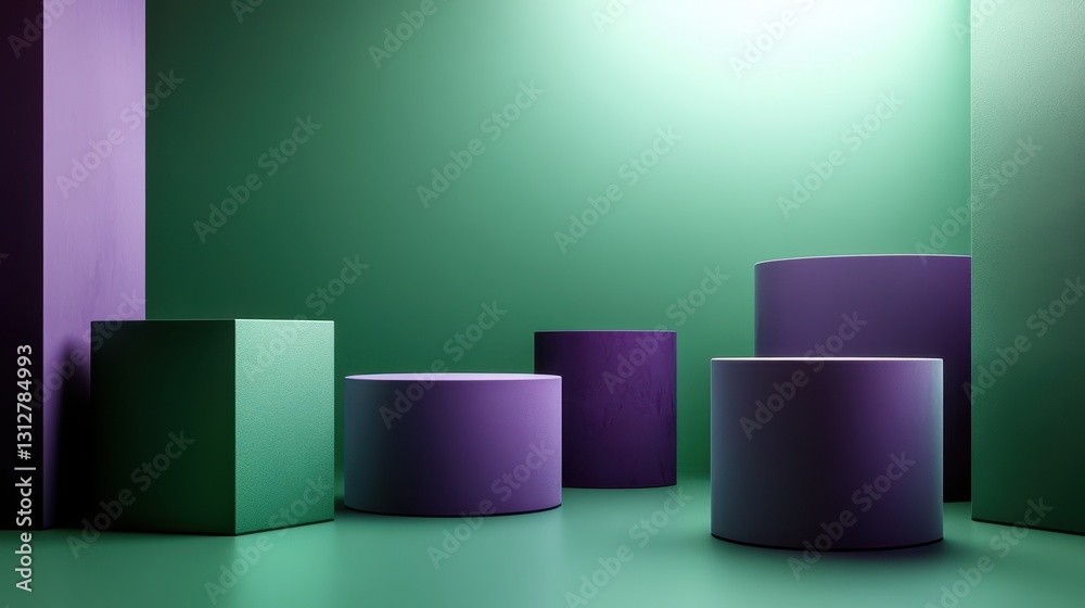 Poster An abstract background design featuring bright-colored circular rings arranged in a minimalistic pattern.