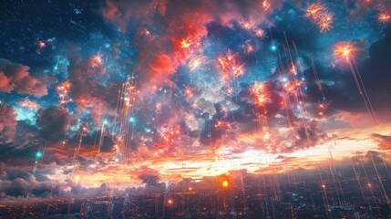 Celestial Cityscape: A Symphony of Lights and Dreams