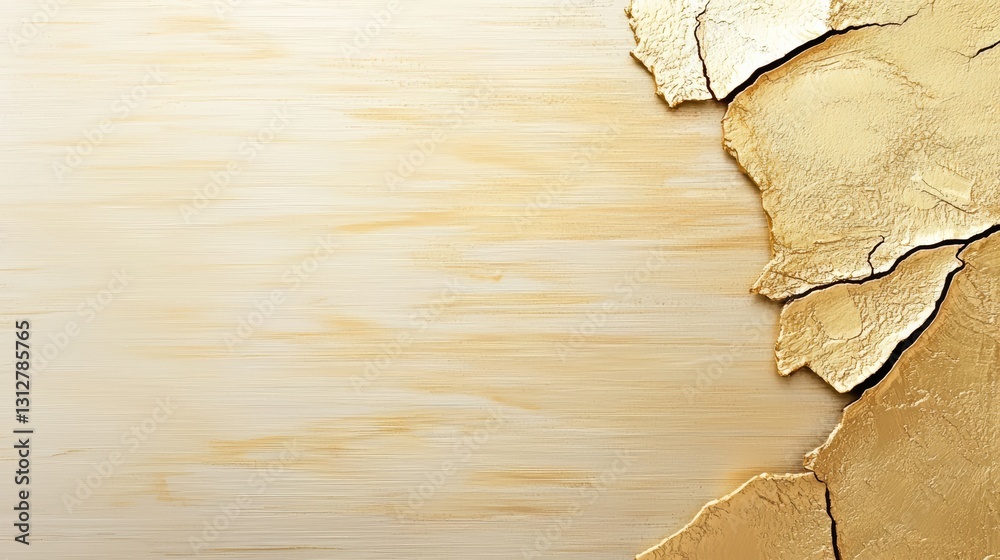 Aufkleber Gold and white background with a crack in it. The crack is the only thing that is not white