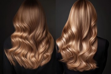 Fototapeta premium Elegance defined by a woman's balayage hairstyle.
