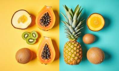Colorful arrangement of tropical fruits