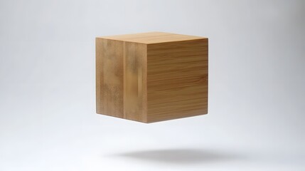 Floating Bamboo Cube Minimalist Product Display