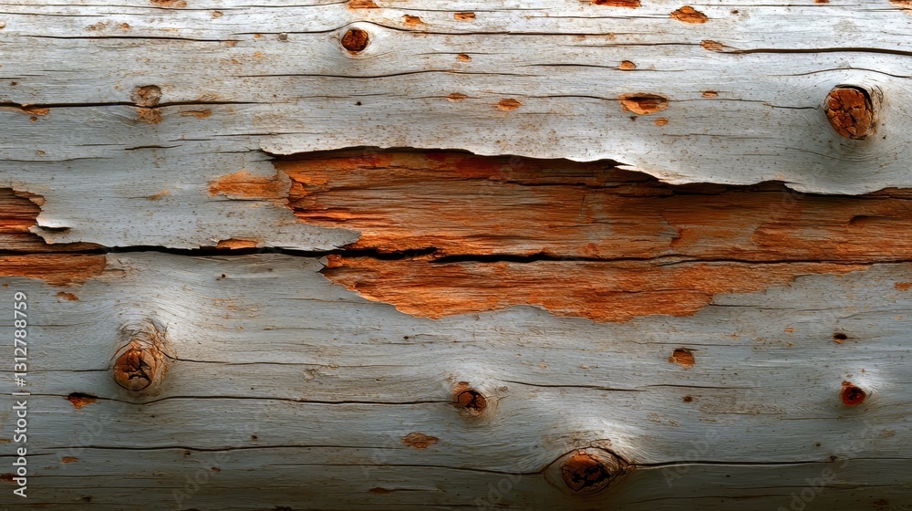 Poster piece of wood with many holes and splinters. the wood is old and has a rough texture