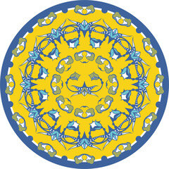 Vector floral ornamental circle in Oriental, Turkish, Arabic style. Great for colorful ethnic backgrounds, medallions, wedding decorations, greeting cards, labels, wallpapers.