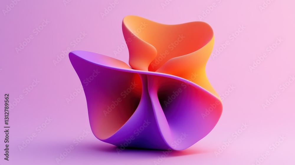 Poster An abstract colorful shape stands out against a minimalist background, rendered in three dimensions.