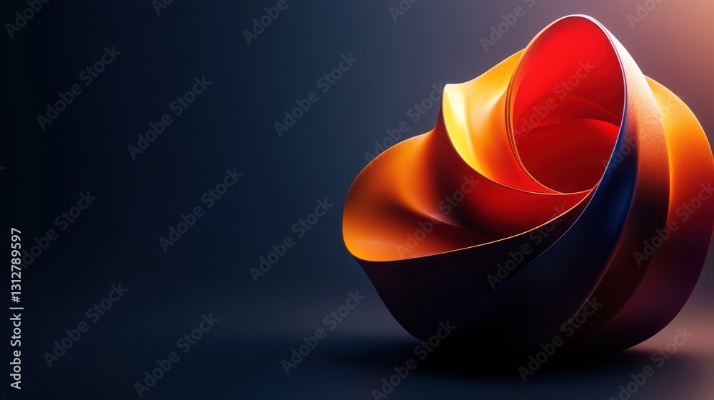 Poster An abstract colorful shape stands out against a minimalist background, rendered in three dimensions.