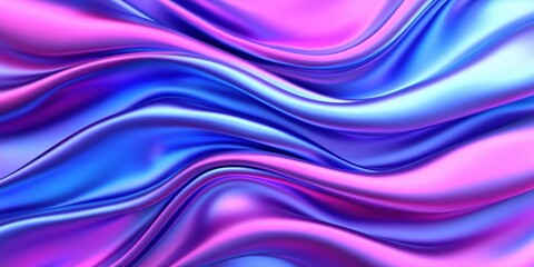 Obraz premium Neon iridescent holographic abstract colorful wavy background flowing silk satin