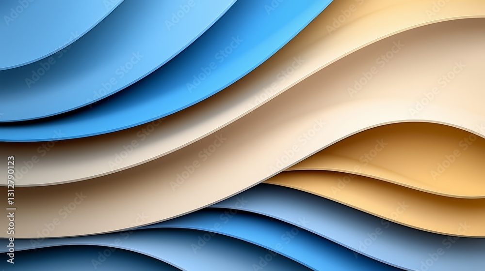 Leinwandbilder Beautiful, colorful wave pattern with blue and yellow colors. The waves are arranged in a way that creates a sense of movement and energy. Scene is one of excitement and dynamism