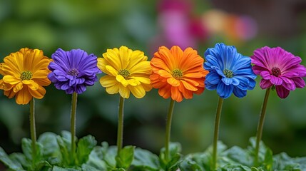 Fototapeta premium Rainbow Osteospermum flowers bloom in garden