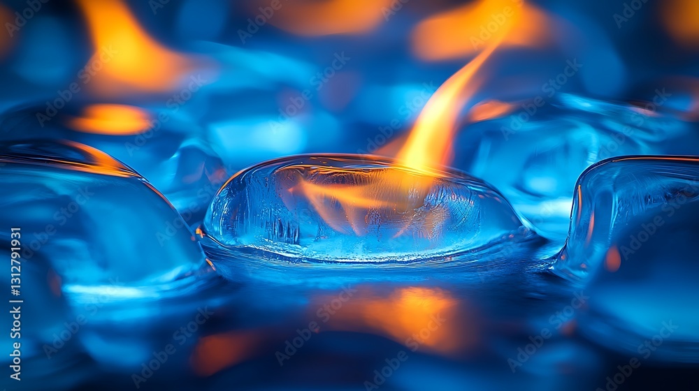 Poster Fire and Ice Cubes Abstract Background Design Image