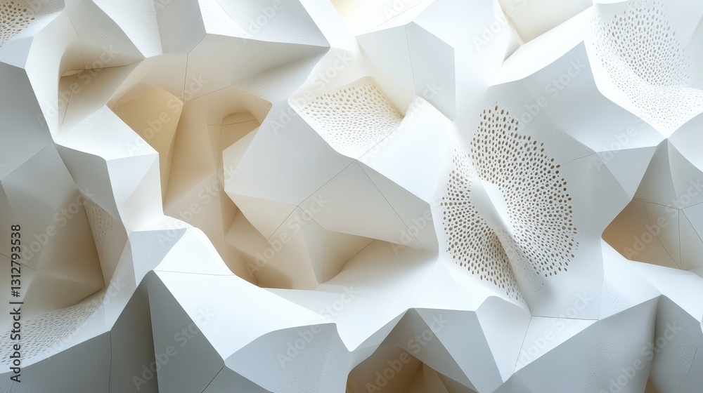 Poster An abstract geometric structure rendered in 3D, showcasing complex shapes and intricate forms.