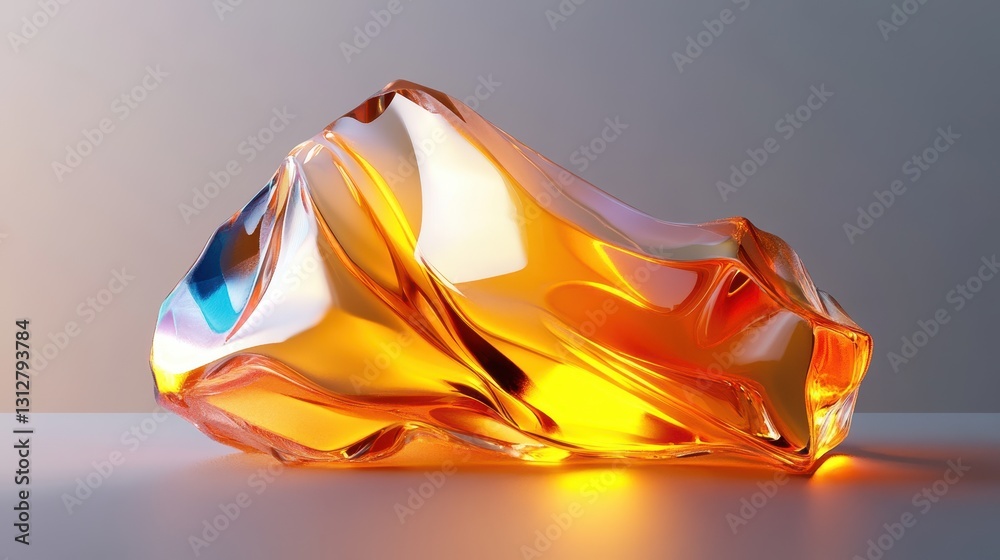 Aufkleber An abstract glass shape featuring a colorful refraction effect, rendered in 3D.