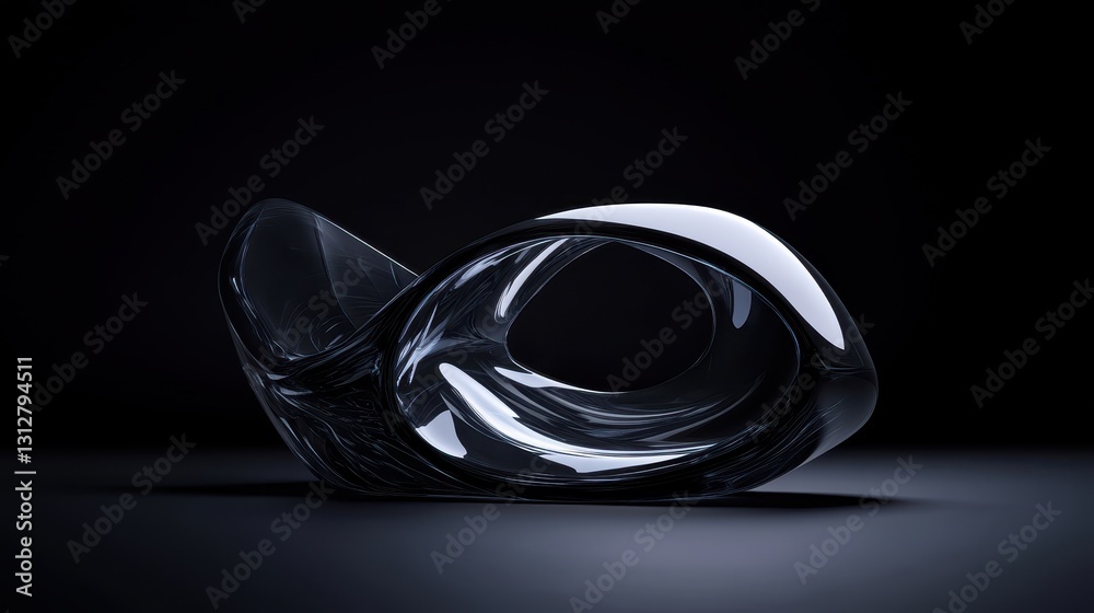 Aufkleber An abstract glass shape rendered against a dark background, creating a striking contrast.