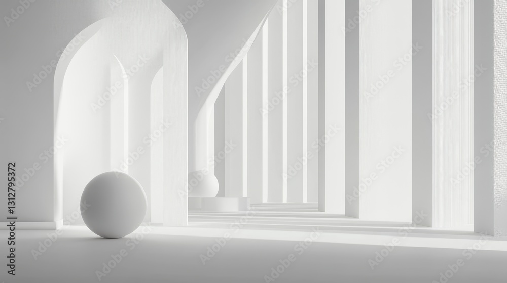 Aufkleber an abstract minimalist background design featuring a white geometric composition.