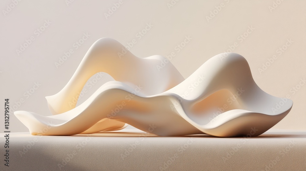 Poster An abstract shape in a 3D render features a unique, artistic form against a neutral backdrop.