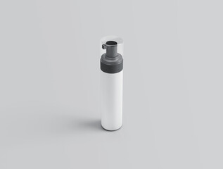 Minimalist White Foam Pump Bottle Mockup on Gray Background