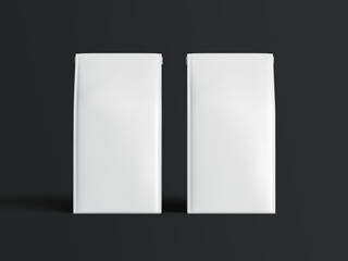 Blank White Stand-Up Pouch Packaging Mockup on Dark Background