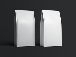 Blank White Stand-Up Pouch Packaging Mockup on Dark Background