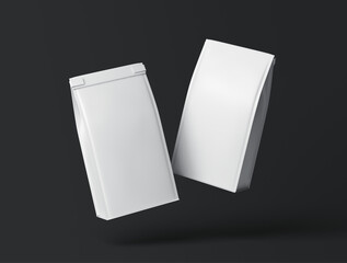 Floating White Pouch Packaging Mockup on Dark Background