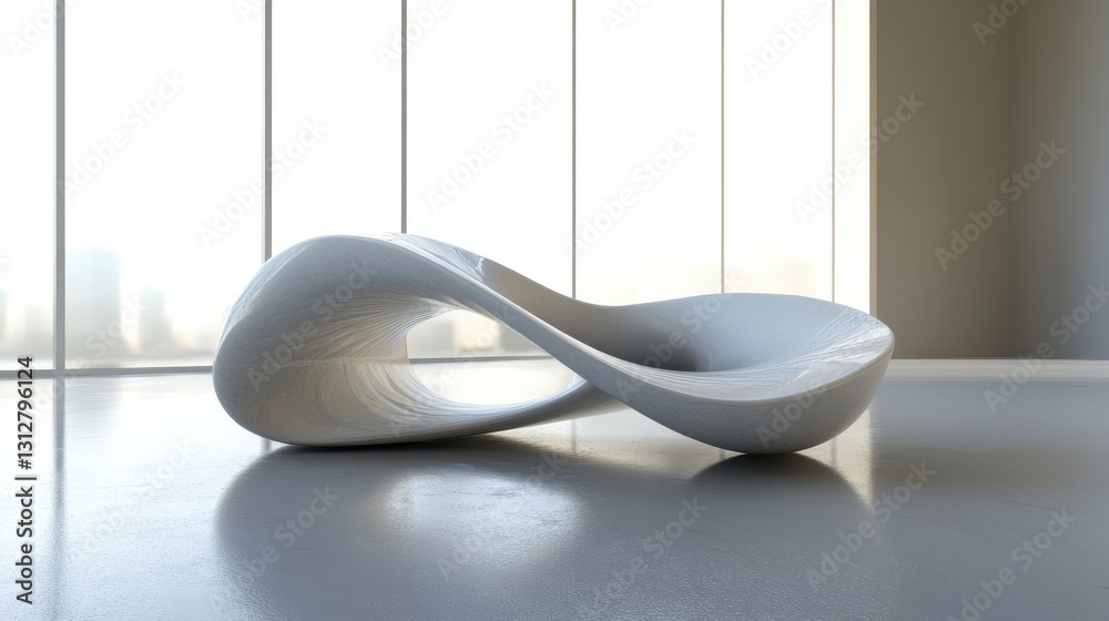 Poster An abstract shape is rendered in 3D, showcasing an unconventional and artistic form with fluid contours and dynamic surfaces.