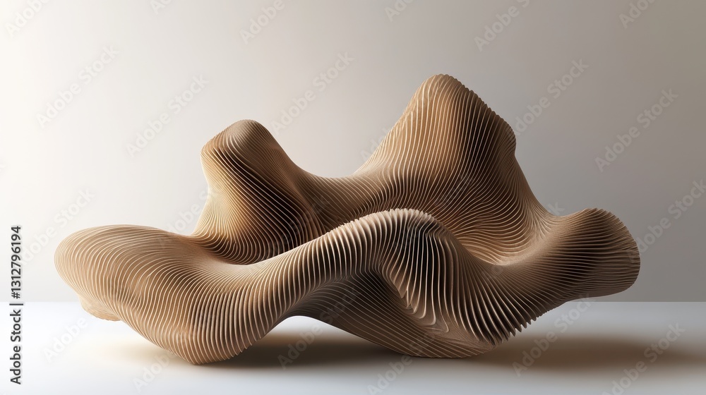 Fototapete An abstract shape is rendered in 3D, showcasing an unconventional and artistic form with fluid contours and dynamic surfaces.